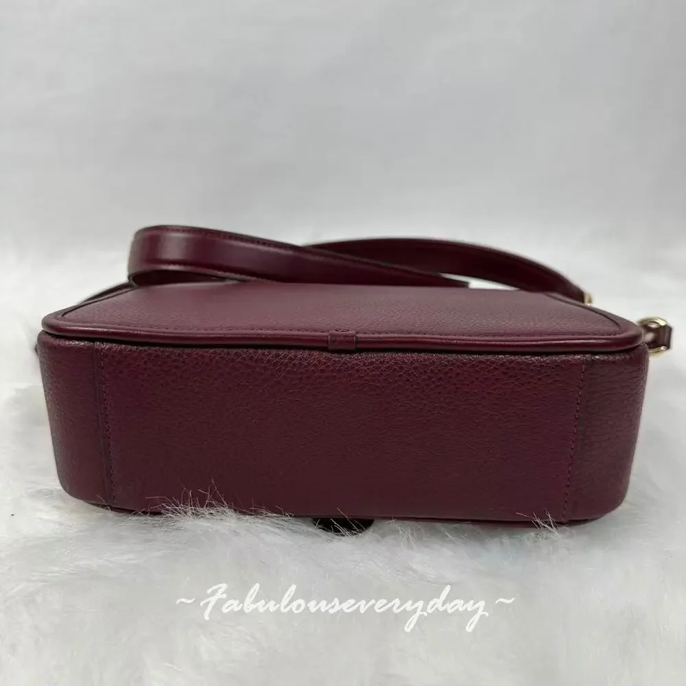 COACH Hadley Shoulder Bag Crossbody In Leather Gold/Dark Wine CY683 NWT - Picture 7 of 9